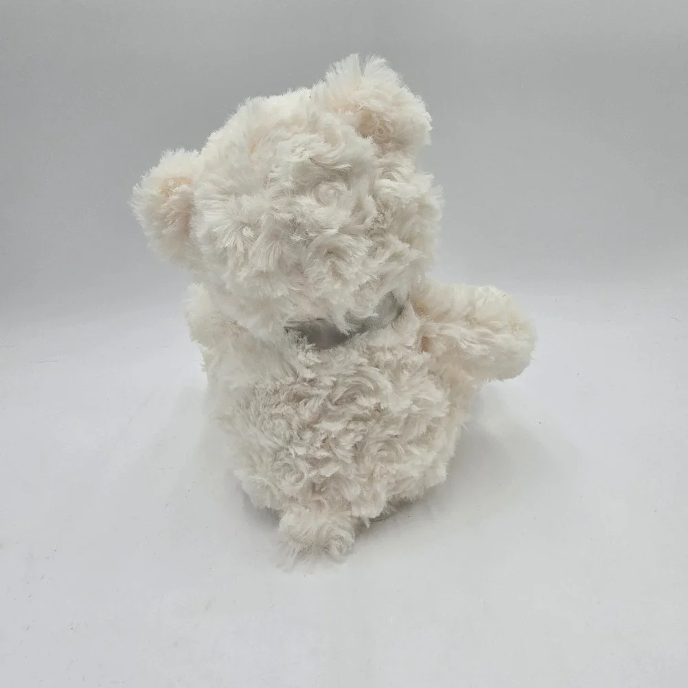 Demdaco White Plush Teddy Bear with Grey Cross Foot Baptism Christening Gift